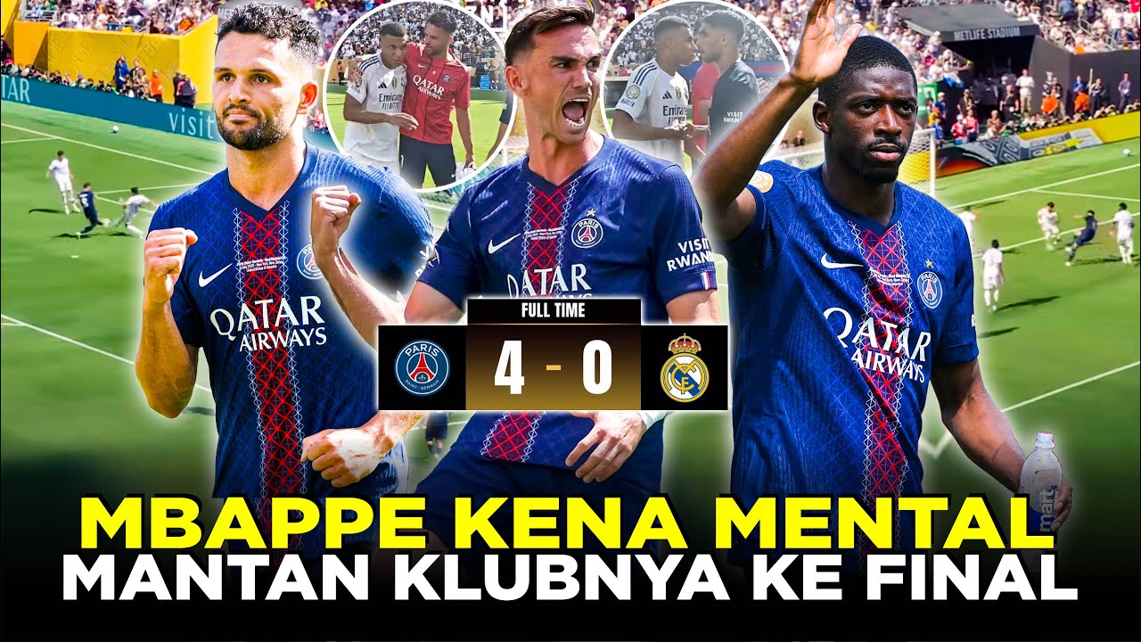 Youtube Thumnail image of : MBAPPE CS TAK BERKUTIK PSG NGAMUK BIKIN MADRID KENA MENTAL BANTAI 4-0 LOLOS KE FINAL CWC 2025!