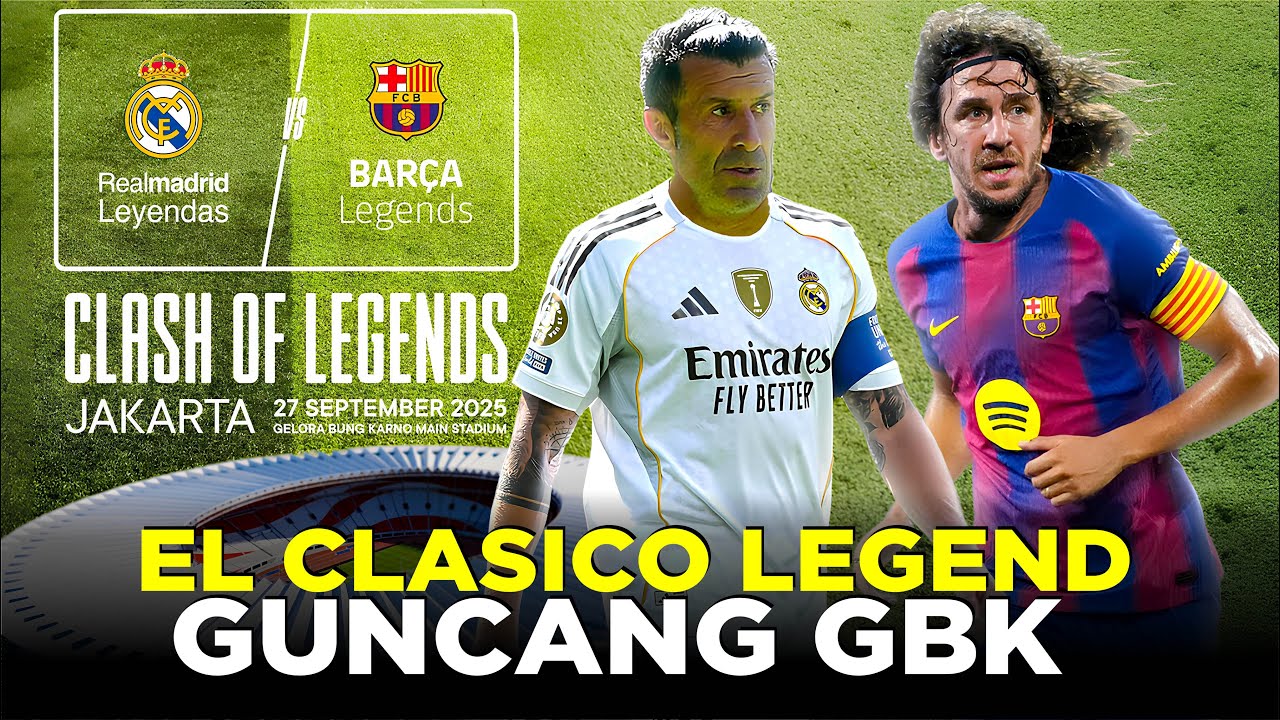 Youtube Thumbnail image of : EL CLASICO AKAN GUNCANG STADION GBK! PERTEMUAN BINTANG-BINTANG LEGENDA REAL MADRID VS BARCELONA