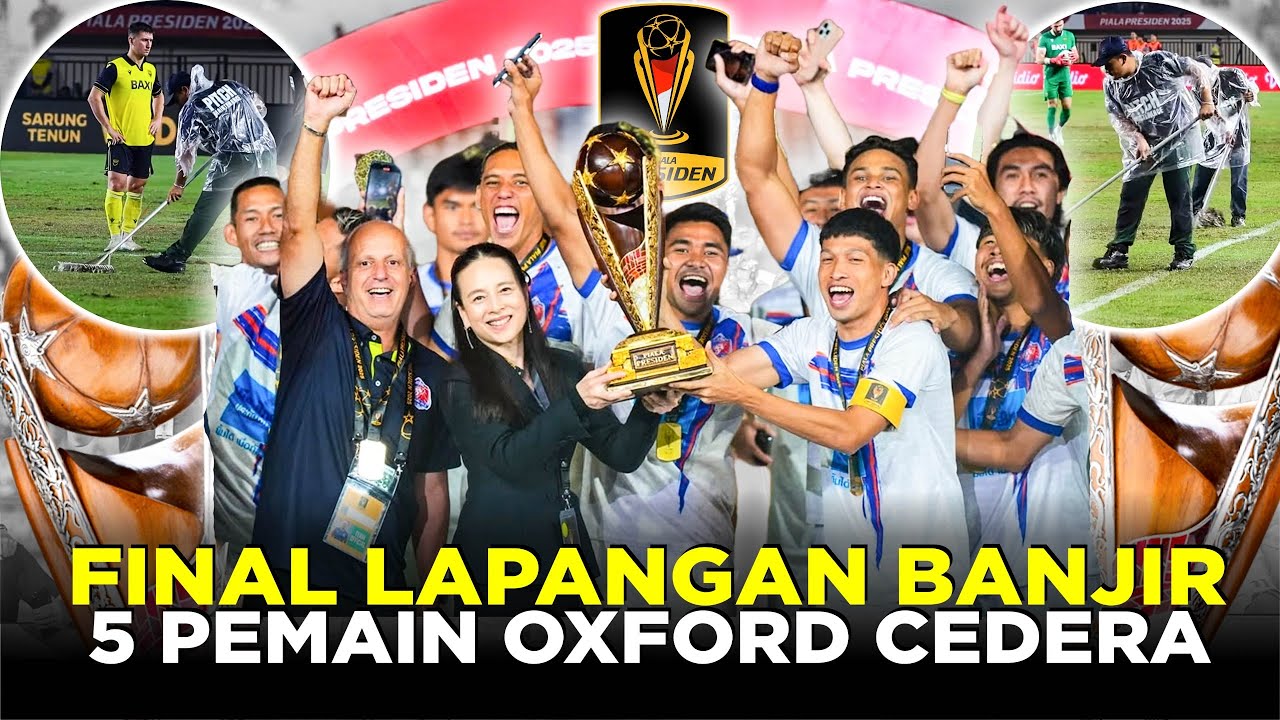 Youtube Thumbnail image of : DRAMA FINAL PIALA PRESIDEN LAPANGAN BANJIR PORT FC JUARA OXFORD UNITED ELUS DADA 5 PEMAIN CEDERA!