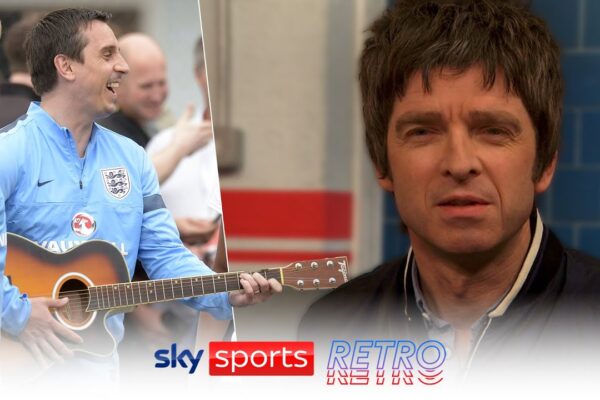 Noel Gallagher reveals what he wrote on Gary Neville’s guitar | “Are you having a laugh?!” Youtube Thumbnail image of : Noel Gallagher reveals what he wrote on Gary Neville's guitar | "Are you having a laugh?!"
