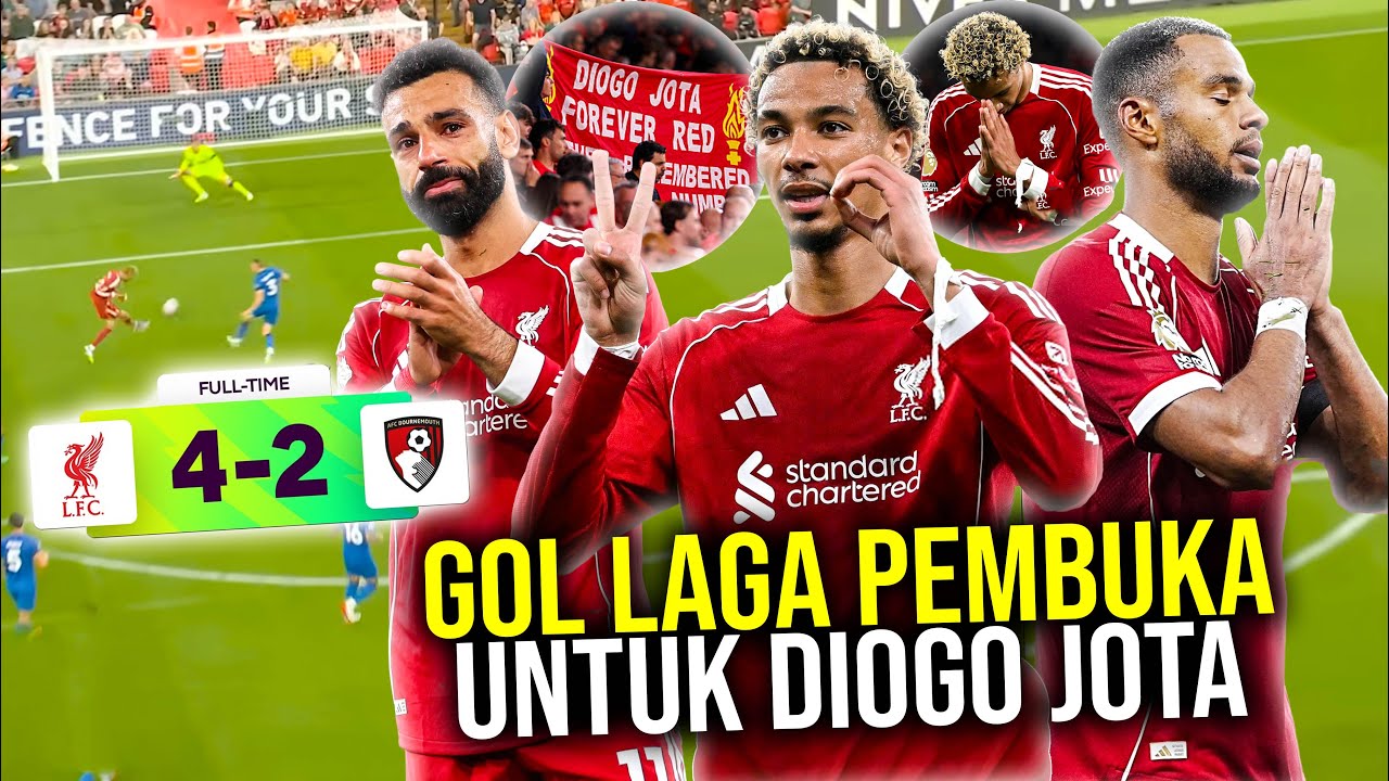 Youtube Thumbnail image of : BARU LAGA PEMBUKA LANGSUNG FULL DRAMA! MOMEN LIVERPOOL TUNJUKAN MENTAL JUARA SIKAT BOURNEMOUTH 4-2