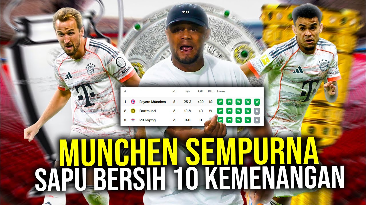 Youtube Thumbnail image of : DIAM-DIAM MUNCHEN NGERI BANGET! SAPU BERSIH 10 KEMENANGAN KANE MENGGILA DIAZ DI ATAS WIRTZ