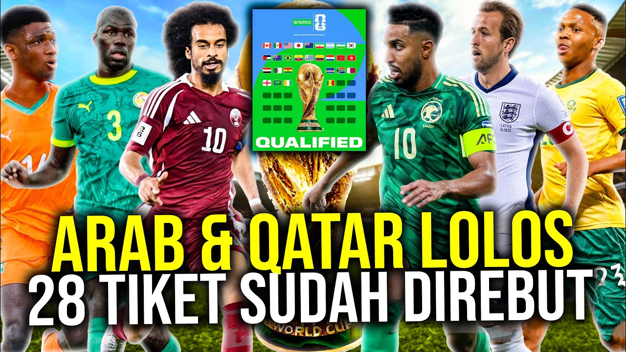 Youtube Thumbnail image of : 28 TIKET SUDAH DIREBUT! ARAB - QATAR LOLOS SENEGAL PANTAI GADING SUSUL AFRIKA SELATAN! INGGRIS LOLOS