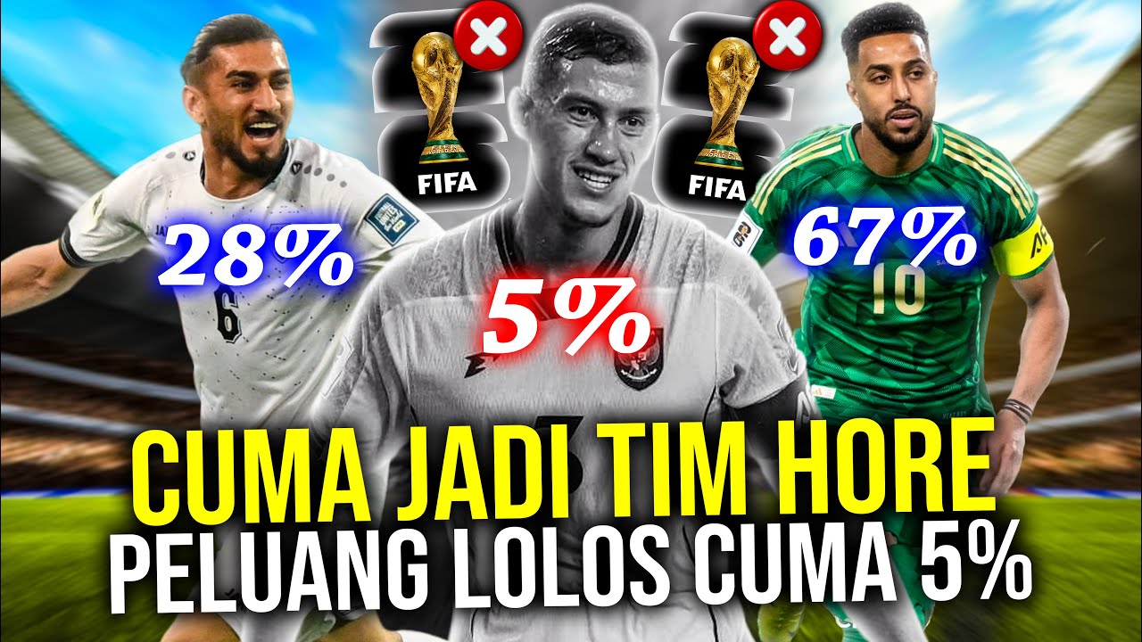 Youtube Thumbnail image of : INDONESIA CUMA JADI TIM PENGGEMBIRA, DIPREDIKSI PELUANG LOLOS CUMA 5 %